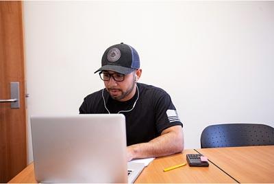 Student at computer